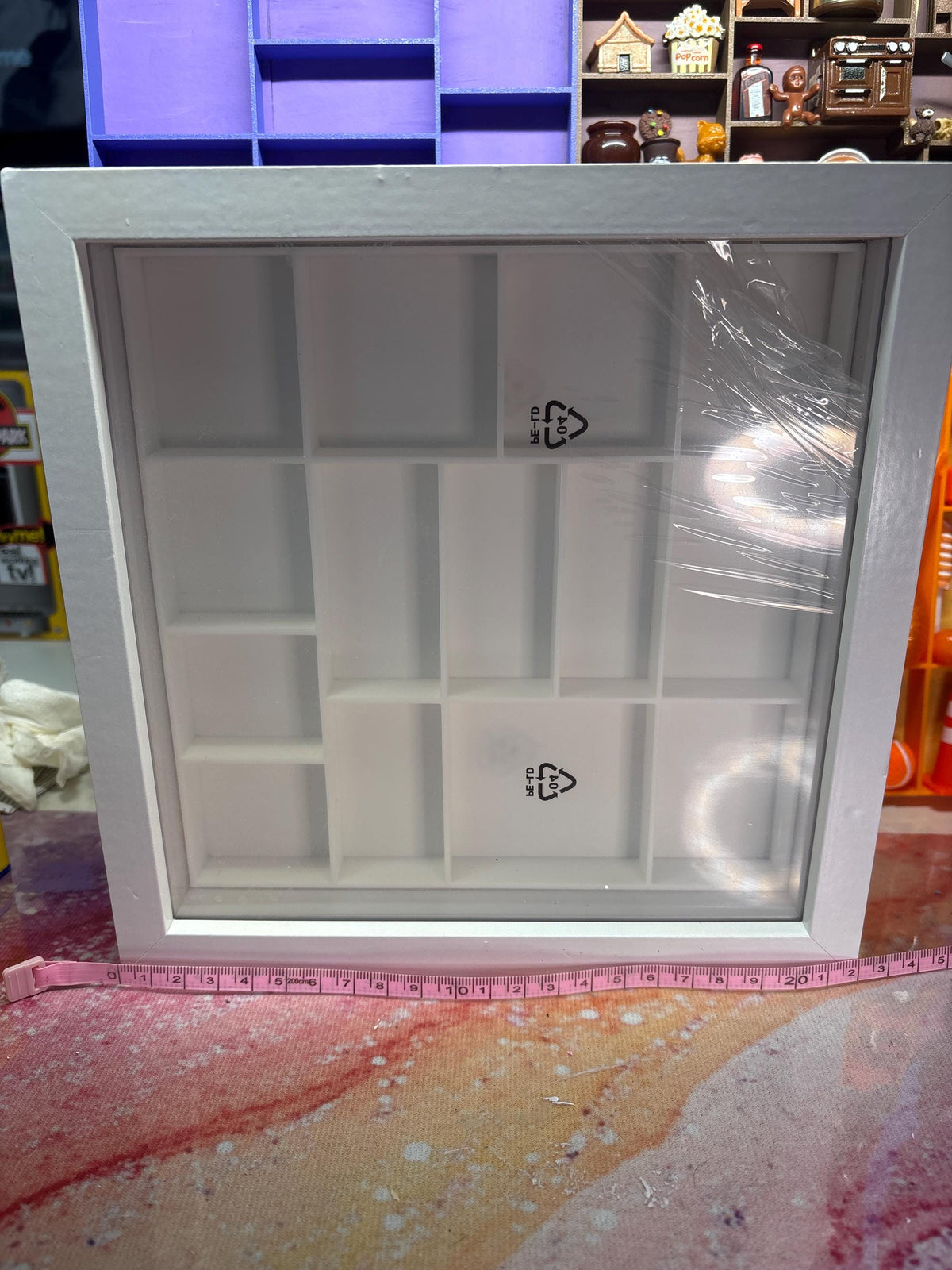 3D Printed Trinket Shelf – 22 cm x 22 cm White Frame – Choose Your Insert Colour