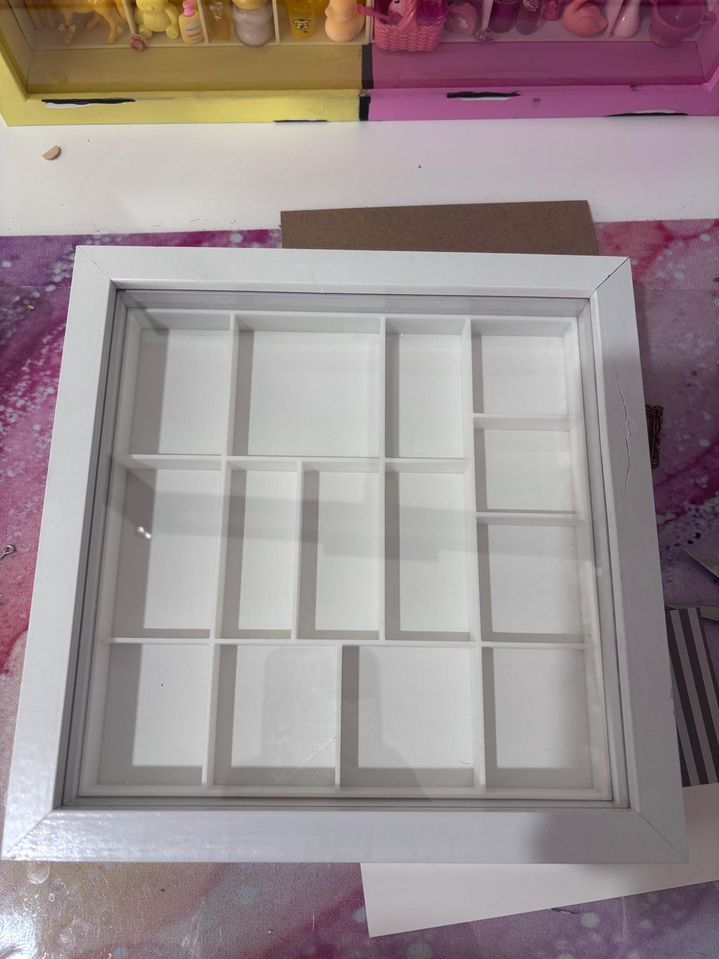 3D Printed Trinket Shelf – 22 cm x 22 cm White Frame – Choose Your Insert Colour
