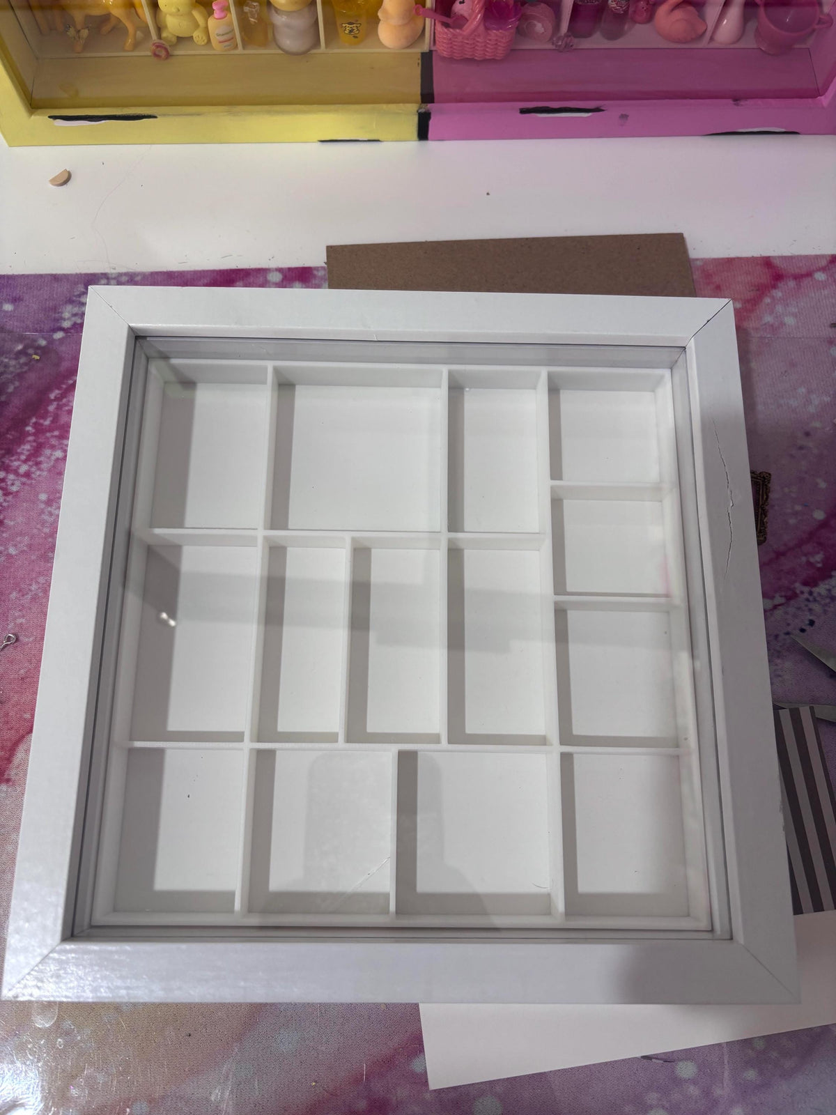3D Printed Trinket Shelf – 22 cm x 22 cm White Frame – Choose Your Insert Colour