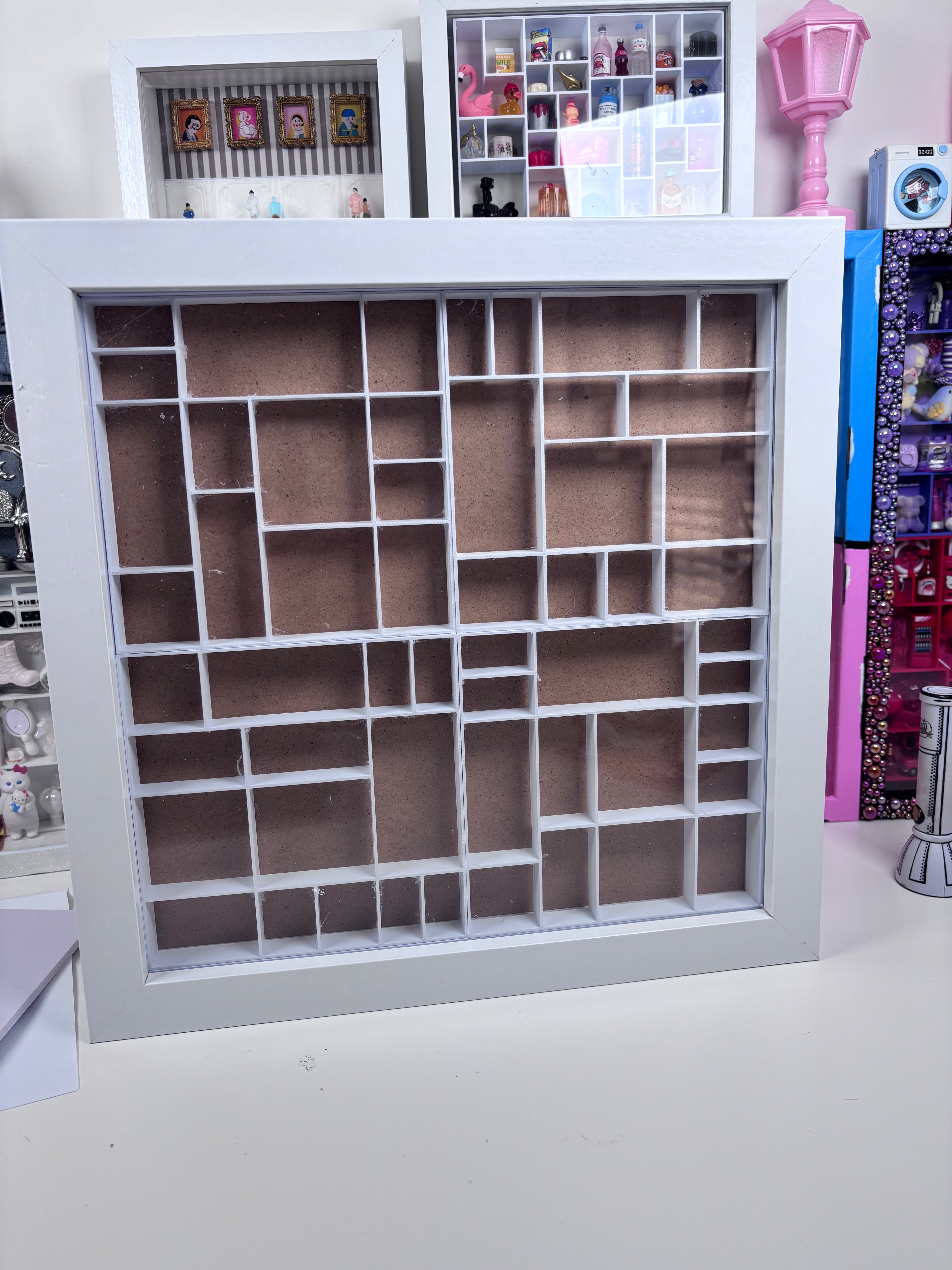 Custom Colour Trinket Shelf – White 34cm Frame | 4 Insert Plates - FREE SHIPPING AUD