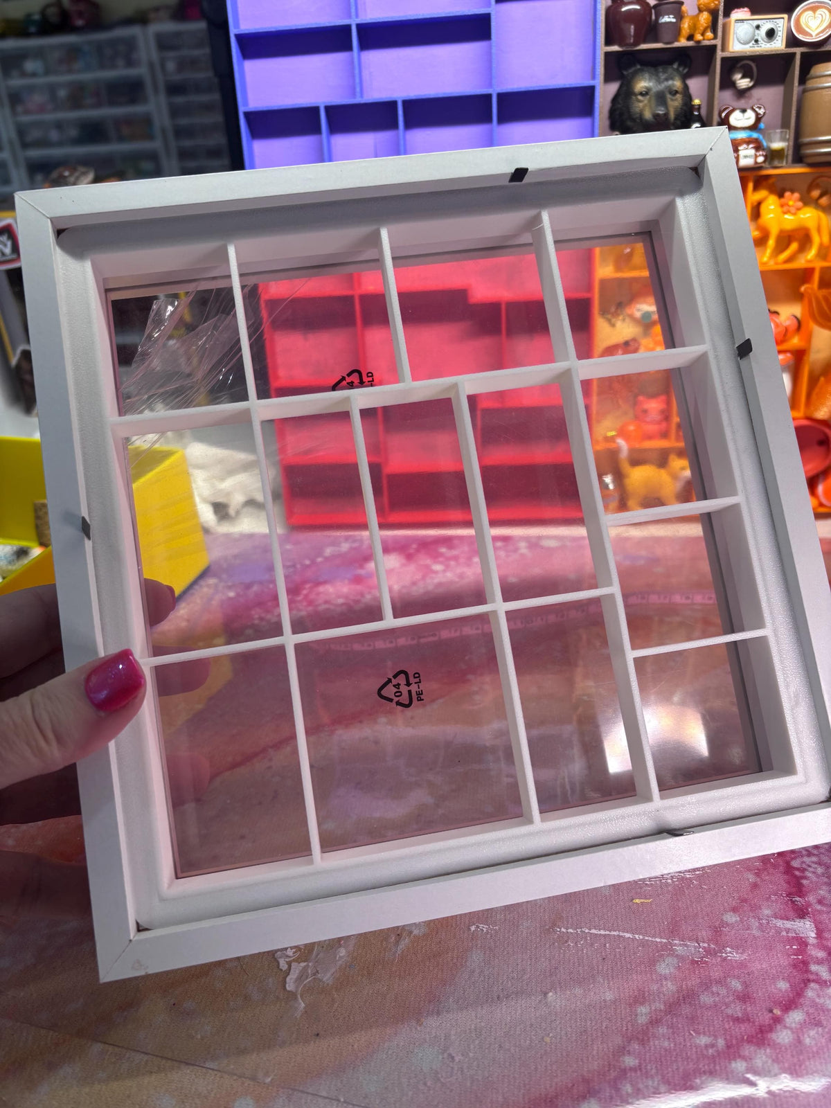 3D Printed Trinket Shelf – 22 cm x 22 cm White Frame – Choose Your Insert Colour